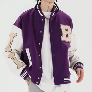 Baifa veste universitaire personnalisée pour hommes élégant Patchwork Design col montant broderie Logo complet manches Letterman tissu d'hiver - Product Image 3