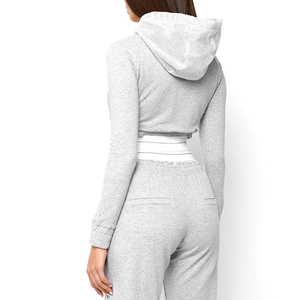 Top Quality Crop Top Hoodies New Fashion Mesh Banded <b>Hoodie</b> For women Full Sleeve Crop <b>Hoodie</b> - Product Image 2