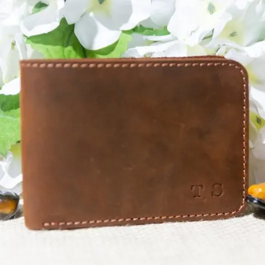 Custom Money Clip 2-fold Blocking Multi Card Genuine Leather Wallet For Men Personalized Billfold TSR-0018