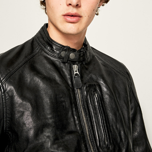 Meilleure vente Veste mince en cuir pour hommes coupe-vent d'hiver réversible, respirant, à col rond, avec appliques, modèles personnalisés, nouveauté - Product Image 3