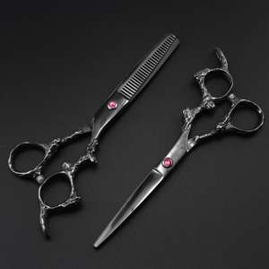 ชุดกรรไกรตัดผม2ชิ้นพร้อมหูจับมังกรสีทองอุปกรณ์เสริมความงามมีดโกนสำหรับกรรไกรผอมบางได้รับการอนุมัติจาก CE - Product Image 5