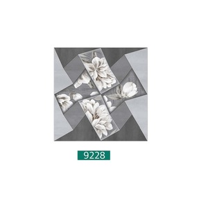 Azulejos de color gris de alta calidad con diseño de flores de color blanco Azulejo de piso de porcelana mate 40x40cm - Product Image 1