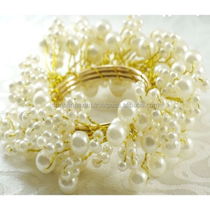 <b>Indian</b> Pearl Napkin <b>Ring</b> Beads Napkin Holder for Wedding Handmade Beaded Napkin <b>Rings</b> in Bulk From India - Product Image 5