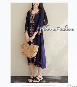 Robe maxi pour occasions estivales, manches longues, broderie, vêtements bohèmes, robes à fleurs tendance - Product Image 5