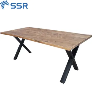 SSR VINA-lastre in legno massello di acacia con bordo vivo naturale-tavolo da esterno/tavolo da pranzo/tavolo da tavolo