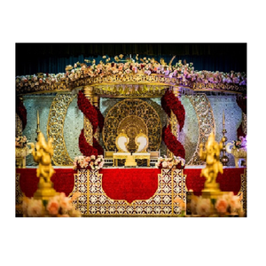 Splendide décoration de mandap sur le thème doré, style sri-lankais, installation de mandap doré, grand mandap de mariage en FRP aux États-Unis, vente par DST Exports - Product Image 1