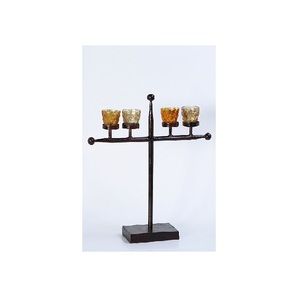 Hot Vantage moderno Metal latón antiguo 3 secciones hierro vidrio votivo portavelas moderno estilo único elegante T-Light votivo titular - Product Image 2