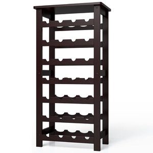 Wooden Wine Rack 7 Tier Free Standing Wine Storage Rack Display Shelves 28 Bottles Capacity Storage Standing Table