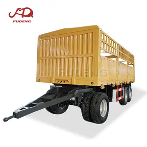 2021 China manufacture 3 Axle Fence Semi Trailer Cargo Fence Full Trailer Drawbar Trailer With Side wall