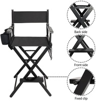 Siège de repose-pieds Portable pliable en bois massif, chaise d'artiste, de maquillage, de grande taille avec sacs latéraux de rangement, vente en gros, bon marché