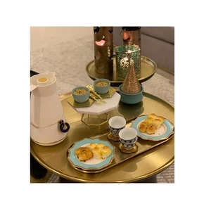 Bandeja de Postres de Diseño Maravilloso en Color Dorado, Bandeja Ovalada de Metal para Servir Alimentos en Bodas, Fiestas y Eventos - Product Image 4