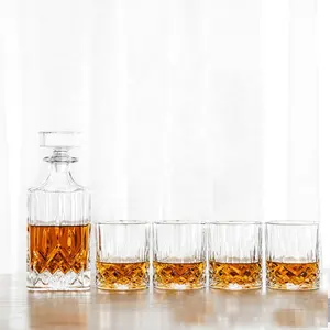 23Oz Vierkante Whisky Karaf Set Whisky Karaf Met Vier Glazen