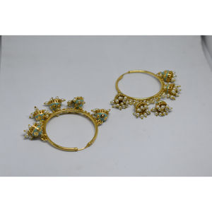 wholesale traditional 2022 latest meenakari jhumki golden matte finishing brass loop earing for <b>girls</b> and women - Product Image 3