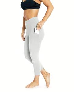 <b>Women's</b> High Seamless Knitted Gym <b>Leggings</b> Nylon Spandex Fitness Stretch Tights Pockets Anti-Bacterial Various Colors Sexy - Product Image 3