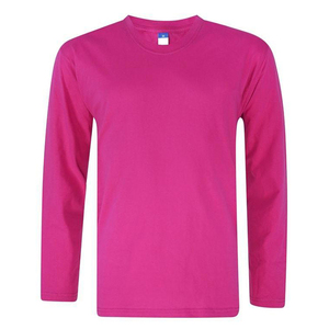 T-shirt à manches longues uni pour homme, coton/polyester, col rond, décontracté, mode, coupe ajustée, respirant, doux, vente en gros, personnalisable, devant - Product Image 2
