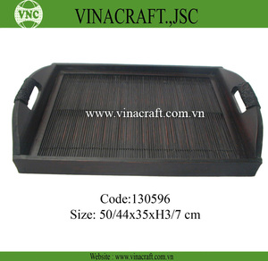 Plateau de service Greeneco rectangulaire avec poignées en bambou, plateau à thé - Product Image 5