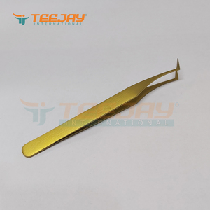 Juku-pince à épiler lisse pour Extension de cils, titane or 12cm L, Simple poignée, vaporeuse, applicateur de cils, en acier allemand - Product Image 3