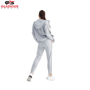 2025 Workout Sweats à capuche pour femmes Logo personnalisé Zipper Survêtement Hoodies Joggers Ensembles - Product Image 5