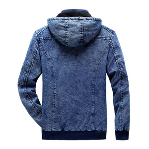 Abrigo Informal de Algodón para Hombre, Chaqueta Vaquera de Invierno de Alta Calidad con Capucha de Forro Polar Azul, Tejido de Punto Ligero, Abrigo Masculino de Marca - Product Image 2