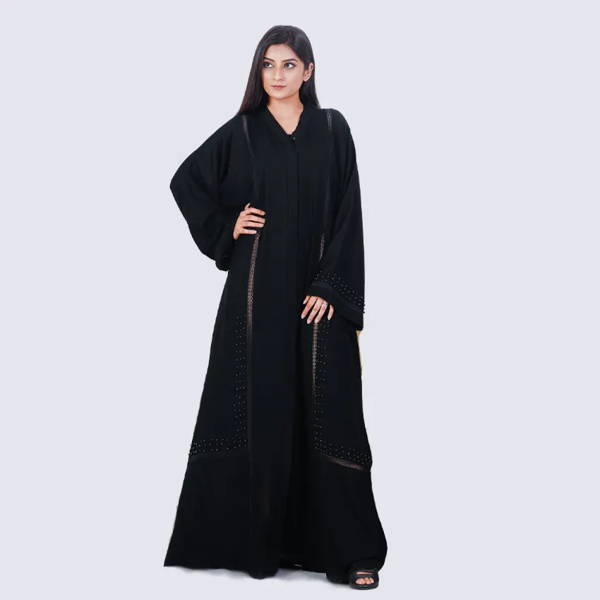 नवीनतम डिजाइन मामूली अनन्य मोती पर काम थोक निदा कपड़े खुले Abaya थोक मूल्य