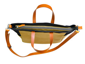 High Quality Unisex Office Fashion Three Zipper Messenger <b>Handbag</b> Latest Exclusive Canvas Genuine Leather Strap Handmade Cotton - Product Image 5