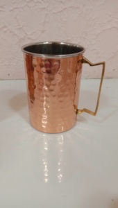 Tasse de mulet de moscou en cuivre et en acier, style martelé, tasse de bière en cuivre et en acier, 100% naturel - Product Image 2