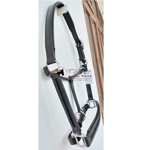 Collier de tête de cheval vide en cuir véritable de haute qualité avec canal supérieur sur le nez et la joue - Product Image 1