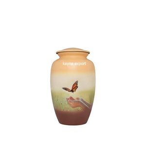 Magnifique urne de crémation imprimée à la main pour adulte, en métal, prix bon marché, vente en gros - Product Image 1