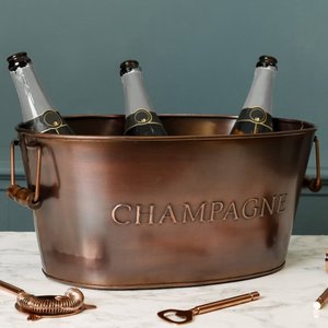 Bañera de bebida de cobre antiguo con forma cuadrada, Enfriador de botellas de vino de Metal para champán, cubo de hielo, enfriador, decoración de fiesta en la playa - Product Image 2