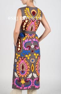 Evocative-Chaqueta larga sin mangas estilo Banjara, Bohemia, Tribal, bordada, multicolor - Product Image 5