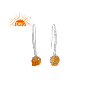 Indian Handcrafted 925 <b>Fine</b> Sterling Silver Natural Citrine Gemstone Dangle <b>Earring</b> for Women Jewelry Manufacturer - Product Image 1