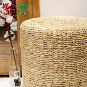 Jacinthe d'eau naturelle ronde pouf paille tissée à la main Design Vintage D40cm diamètre haute qualité en gros - Product Image 4