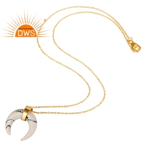 Collar con Colgante de Plata de Ley 925 con Diseño de Luna Creciente y Howlite Natural, Superventas 2026, para Mujer, Fabricante de Joyería - Product Image 2