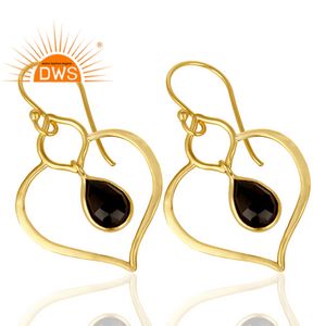 2026 Designer 14k <b>Gold</b> Plated Silver Dangle <b>Earring</b> Wholesaler <b>Black</b> Onyx Gemstone <b>Earrings</b> Supplier Jewelry - Product Image 2