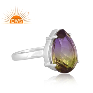 Último hecho a mano de plata esterlina fina Natural Bio Pavo Real doblete cuarzo piedra preciosa anillo apilable fabricante de joyas - Product Image 2