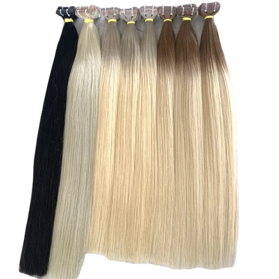 Tape Human Hair Extension Natuurlijke Blonde Bruine Haarbundels Vietnamese Leveranciers Cuticula Uitgelijnd Rauw Menselijk Haar