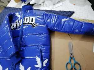 Customizable Men's Blue Puffer <b>Jacket</b> Full Sleeve Stand Collar Washed Technique Plus Size <b>Winter</b> Season Warm Clothing - Product Image 5