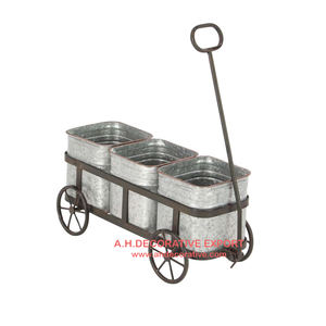 Planteur de fleurs en métal galvanisé, support de roues, conception Unique, décoration de jardin, jardinage sur pied - Product Image 5