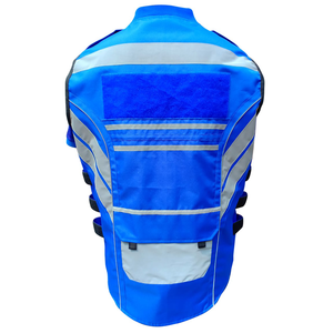 Gilet de sécurité bleu en polyester léger, réfléchissant et ignifuge, fabriqué en usine, avec étiquette privée et design personnalisé - Product Image 2