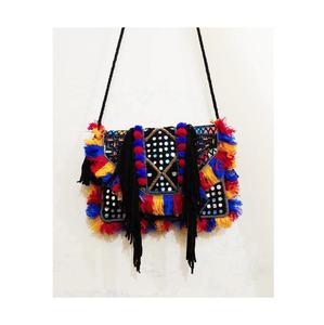 Bolso de Mano Tipo Hobo de Diseño para Mujer, Bordado, Hecho a Mano, Estilo Bohemio Indio, de Yute, Multicolor, para la Noche o Compras - Product Image 3