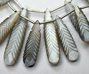 Pulsera y collar de piedras preciosas con cuentas talladas en piedra lunar gris de alta calidad, increíble precio mayorista, cuentas de piedra Natural - Product Image 2