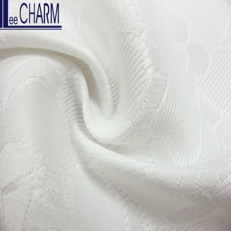 LCHC026 Тайваньская полиэфирная нейлоновая белая атласная жаккардовая ткань для платья