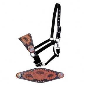 Top Selling adjustable Nylon <b>Halter</b> With Hand Tooled Leather Noseband Wholesale manufacturer - Product Image 1