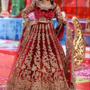 ชุดแต่งงานเสื้อคลุมยาวสำหรับเจ้าสาว,เสื้อคลุมปากีสถาน Lehenga Gharara Sharara