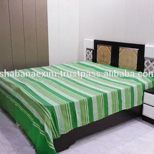 棉质条纹床单喀拉拉邦床罩床罩编织豪华床单