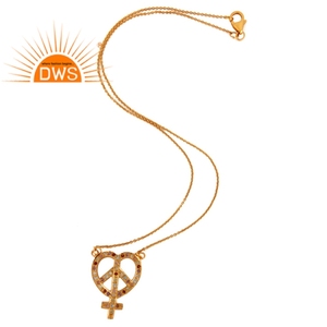 Colgante de Plata de Ley 925 y oro de 18 quilates con múltiples piedras preciosas, cadena con colgante de símbolo de la paz, venta al por mayor - Product Image 2