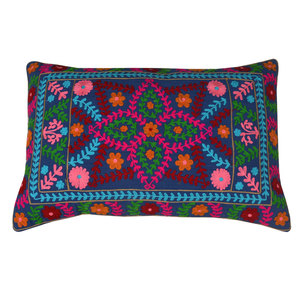 Funda De Almohada Lumbar Floral hecha a mano india, fundas de almohada Suzani bordadas para decoración del hogar - Product Image 4