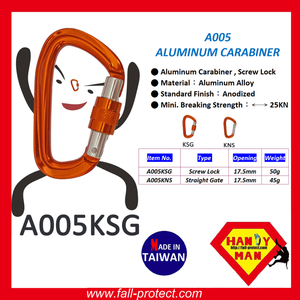 D Shaped 25KN Screw Lock Rock Climbing Carabiner Made Of Aluminum - Product Image 3