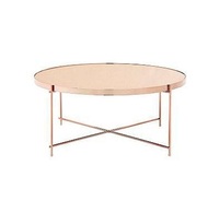 Mesa de Centro Redonda de Diseño Preciso con Tapa de Metal y Estructura Metálica, Diseño Minimalista, Muebles para Sala de Estar, Decoración Duradera para el Hogar