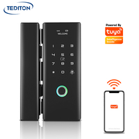 Tediton واي فاي جهاز التحكم عن بعد Tuya app البيومترية بصمة الرقمية الذكية باب زجاجي قفل للمكتب